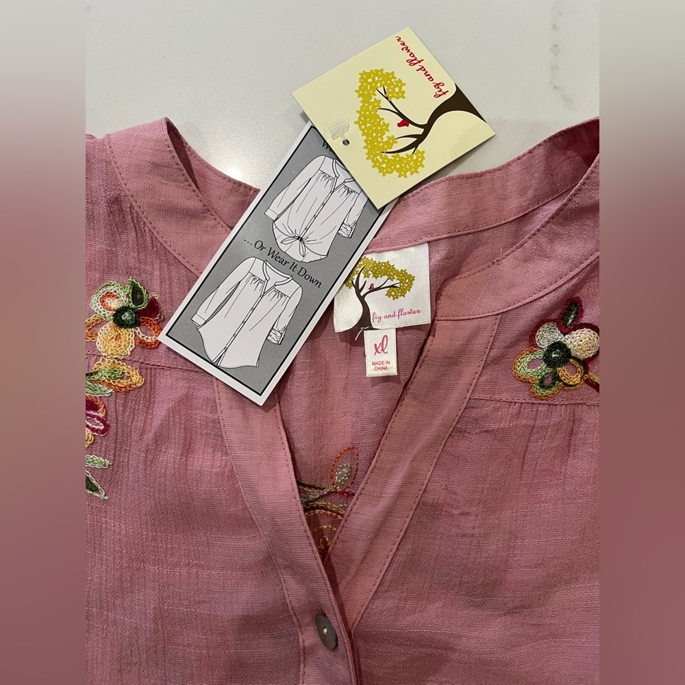 Fig and flower blouse by anthropology XL